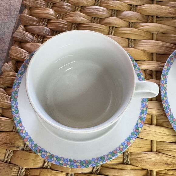 ALPAC Vintage Porcelain Large Cups And Saucers With Floral & Water Depiction - Picture 9 of 11